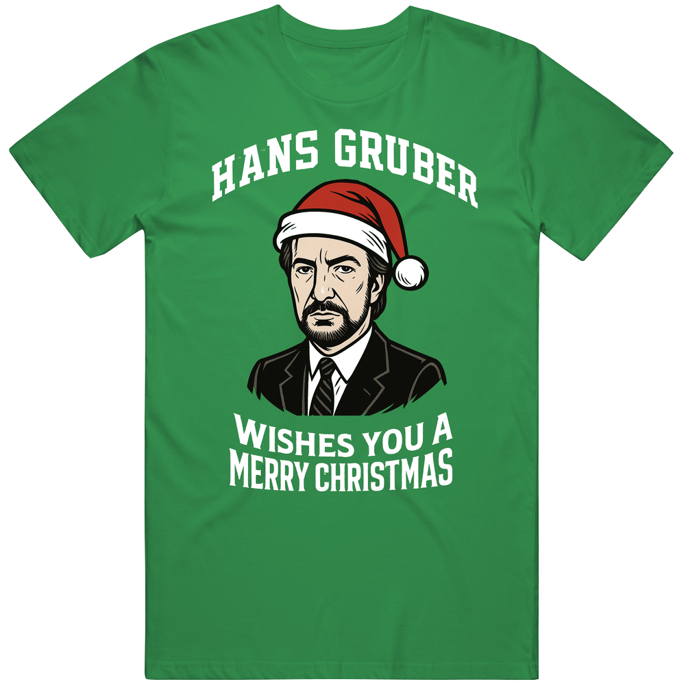 Classic 80s  90s Hans Gruber Wishes You a Merry Christmas Die Hard Fan T Shirt