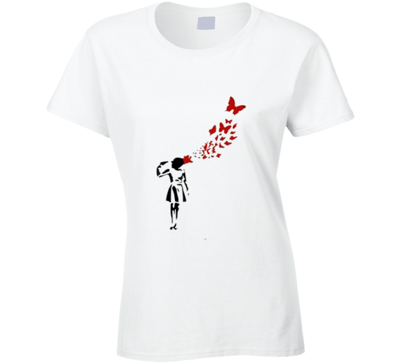 Banksy Butterfly Suicide Girl Mens Ladies T-shirts Tanl Top T Shirt Banksy Butterfly Suicide Girl Mens Ladies T-shirts Tanl Top T Shirt