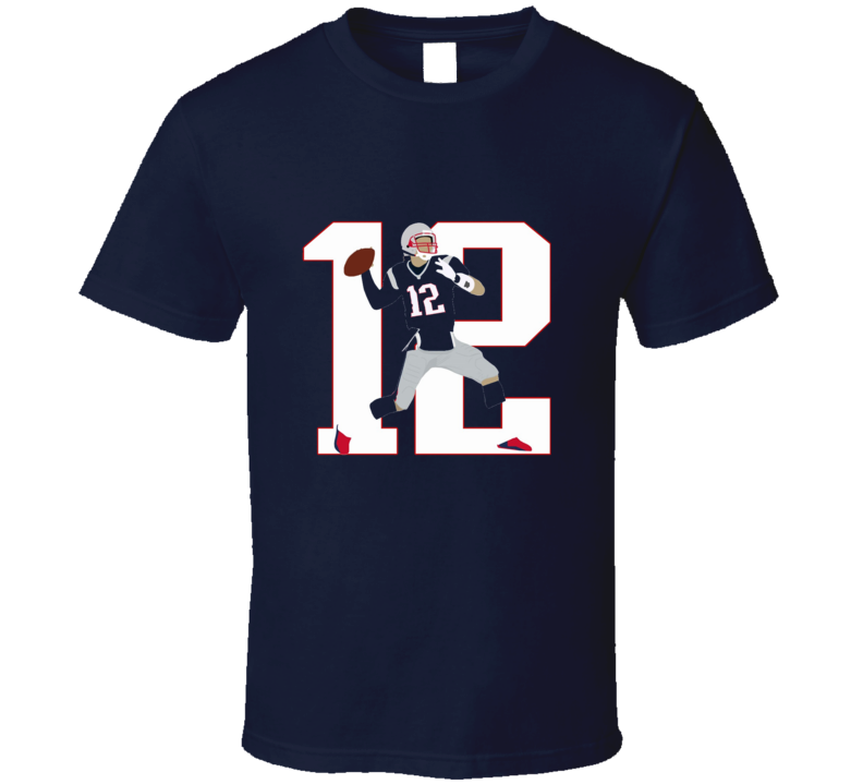 Tom Brady 12 Legend Qb New England Silhouette Football T Shirt