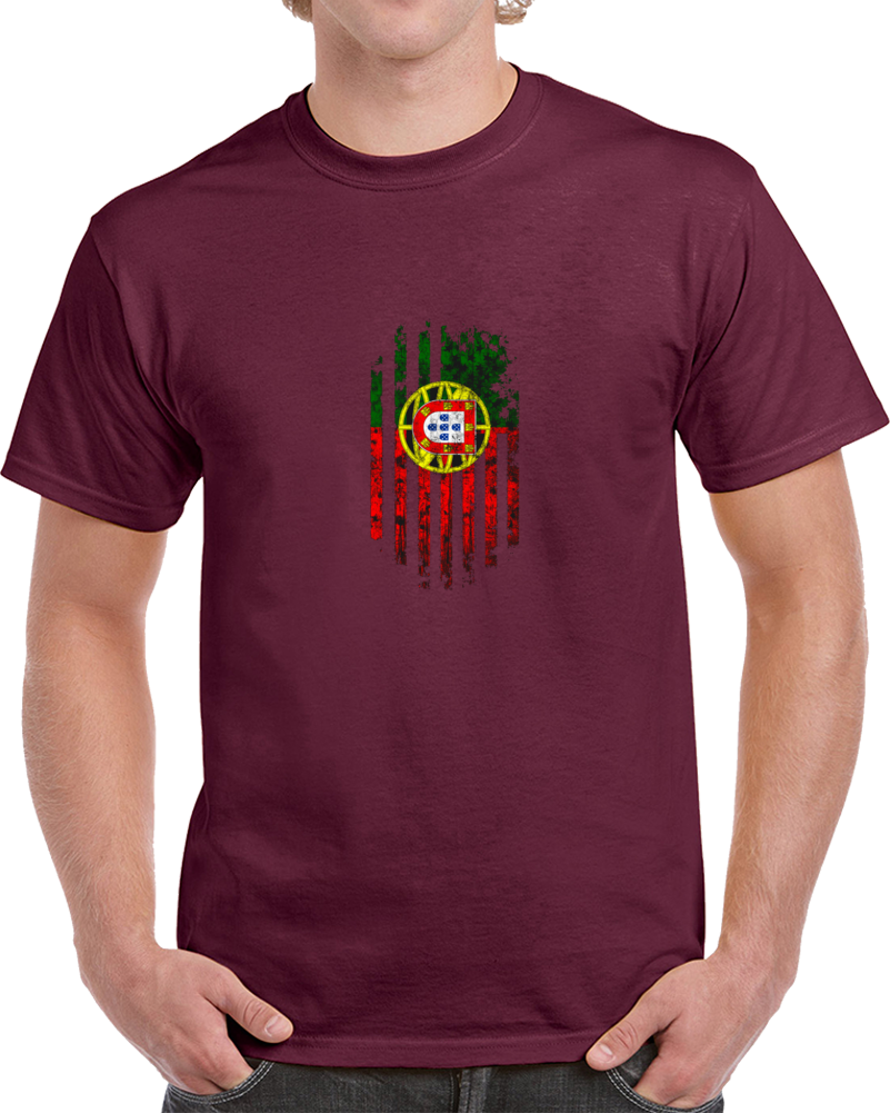Portugal Flag Distressed Soccer World Cup Fan Supporter Burgundy T Shirt Portugal Flag Distressed Soccer World Cup Fan Supporter Burgundy T Shirt