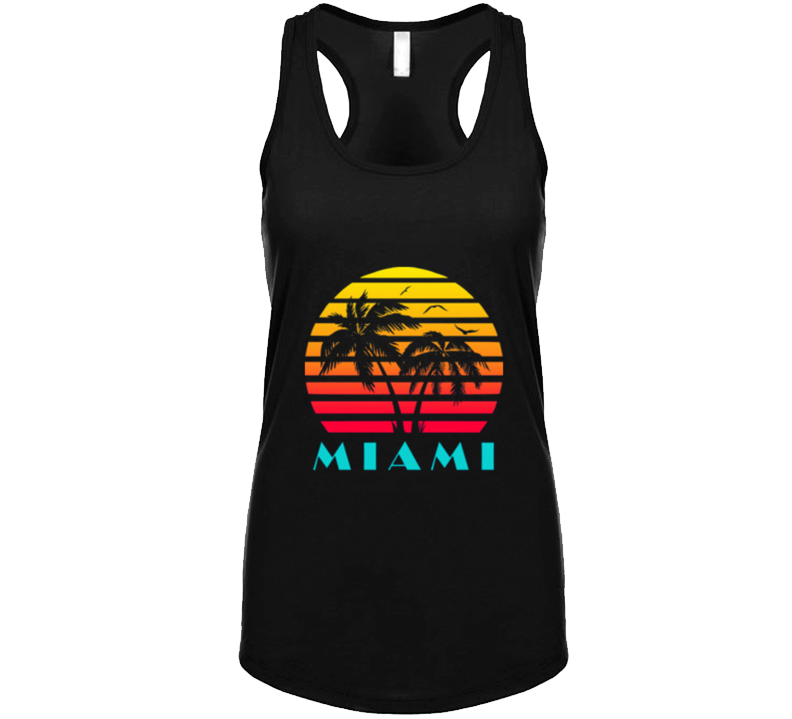 Miami Retro 80's Vintage Classic Souvenir Florida Ladies Racerback T Shirt Miami Retro 80's Vintage Classic Souvenir Florida Ladies Racerback T Shirt