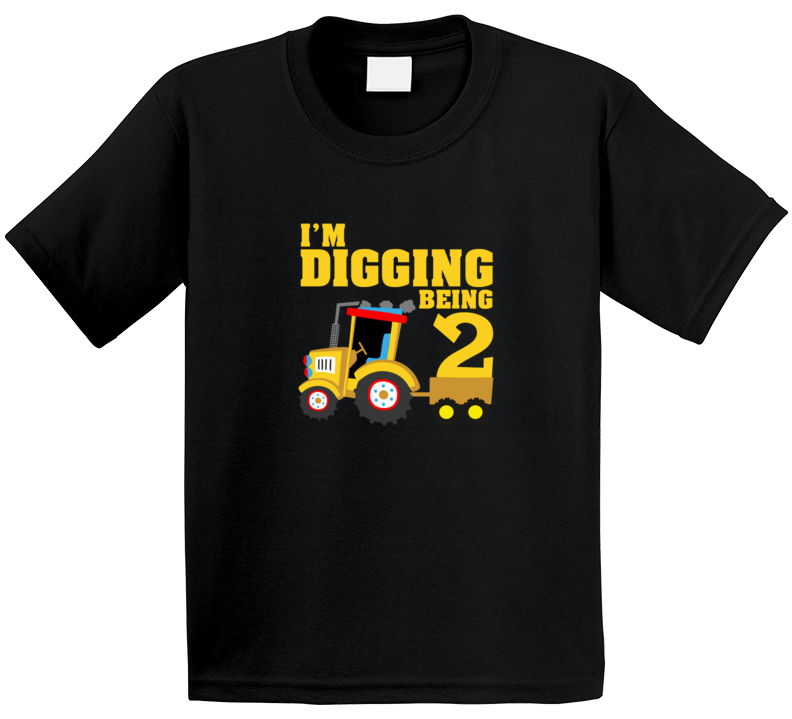 2nd Birthday Bulldozer Construction Party Toddler 2 Years Old Kids T Shirt 2nd Birthday Bulldozer Construction Party Toddler 2 Years Old Kids T Shirt