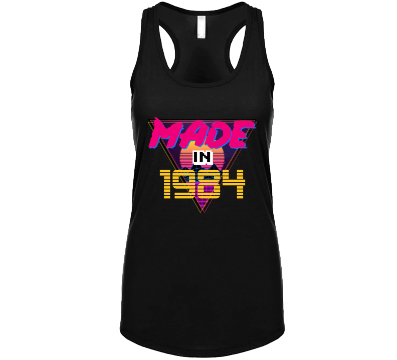 Made In 1984 Retro Vintage Gamer Ladies Racer Back Tanktop