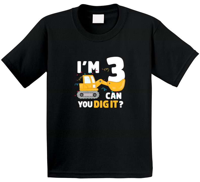 3 Year Old Construction Bulldozer Birthday T Shirt