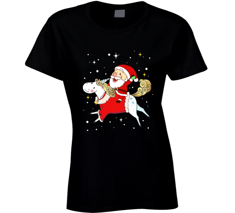 Santa Claus Ugly Christmas Unicorn Reindeer Holiday Favorite Gift Ladies T Shirt