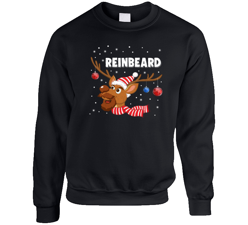 Reinbeard With Santa Hat And Balls (reindeer) Ugly Christmas Holiday Great Gift Crewneck Sweatshirt