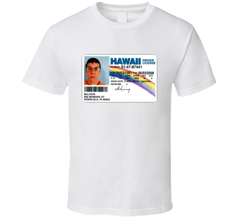 New Mclovin Fake ID Superbad T Shirt New Mclovin Fake ID Superbad T Shirt