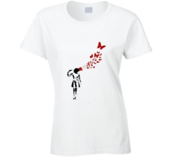 Banksy Butterfly Suicide Girl Mens Ladies T-shirts Tanl Top T Shirt 34886304