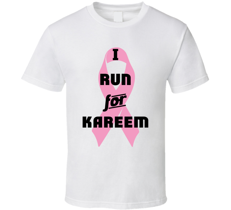 I Run For Kareem Pink Breast Cancer Ribbon Support T Shirt