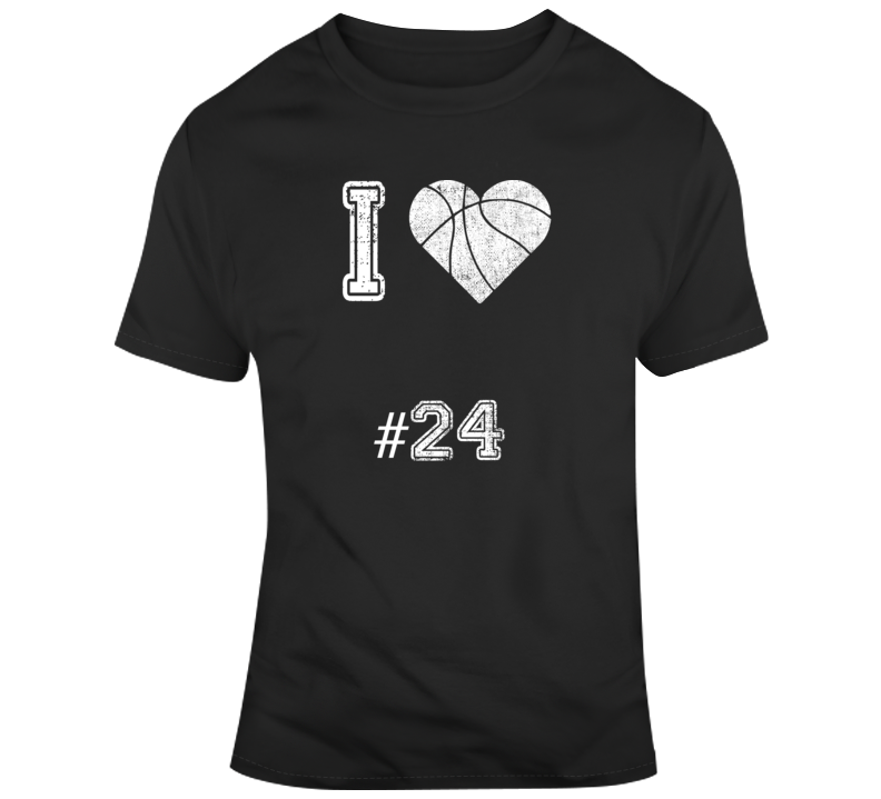 I Love Number 24 Basketball Tribute T Shirt I Love Number 24 Basketball Tribute T Shirt