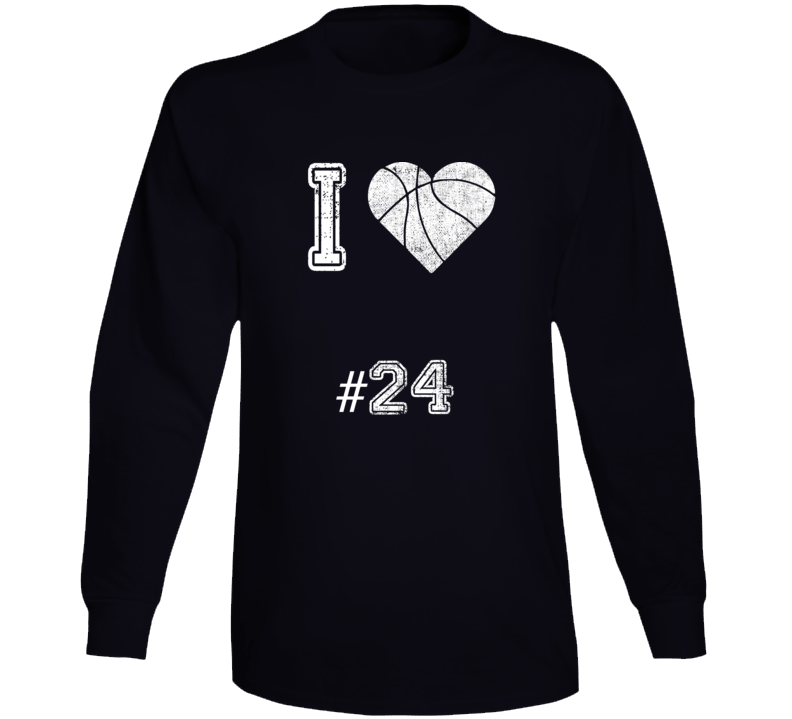 I Love Number 24 Basketball Tribute Long Sleeve I Love Number 24 Basketball Tribute Long Sleeve