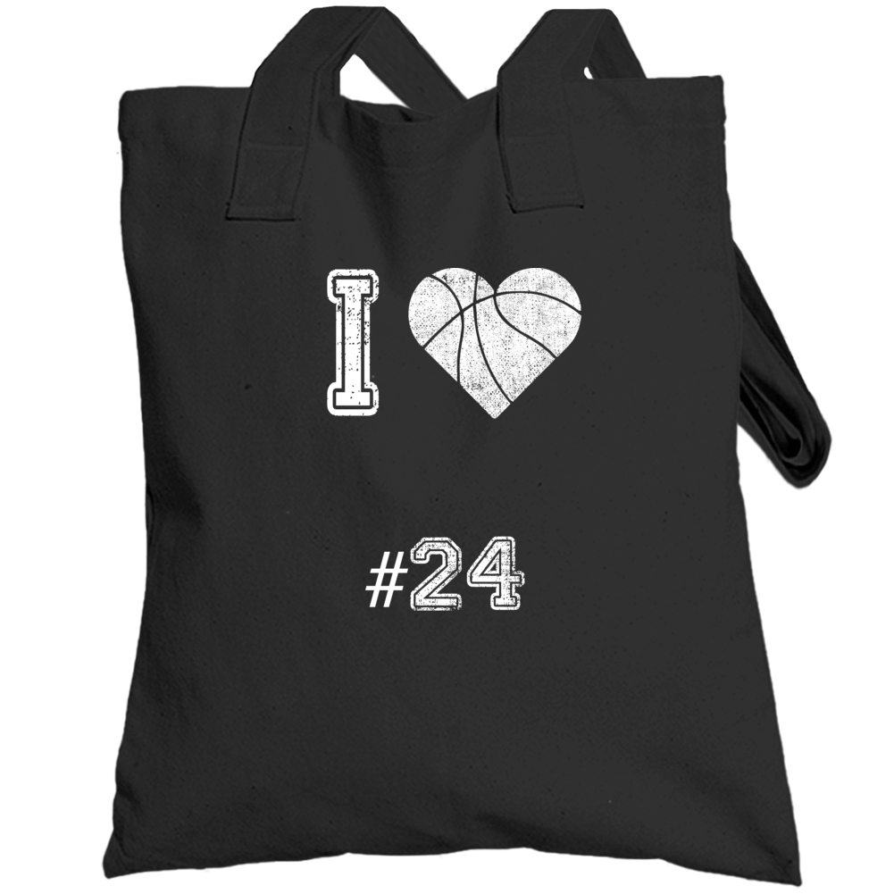 I Love Number 24 Basketball Tribute Totebag I Love Number 24 Basketball Tribute Totebag