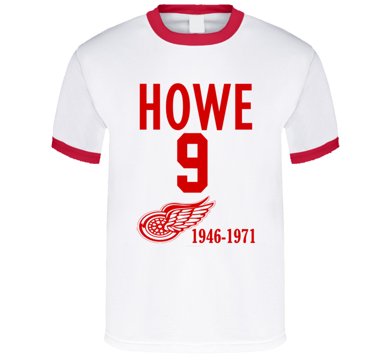 Gordie Howe 1946-1971 Jersey Tshirt Detroit Red Wings T Shirt Gordie Howe 1946-1971 Jersey Tshirt Detroit Red Wings T Shirt