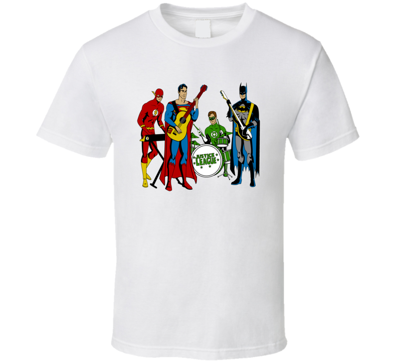 The Justice League Band - Superman, Batman, Flash & Green Lantern T Shirt The Justice League Band - Superman, Batman, Flash & Green Lantern T Shirt