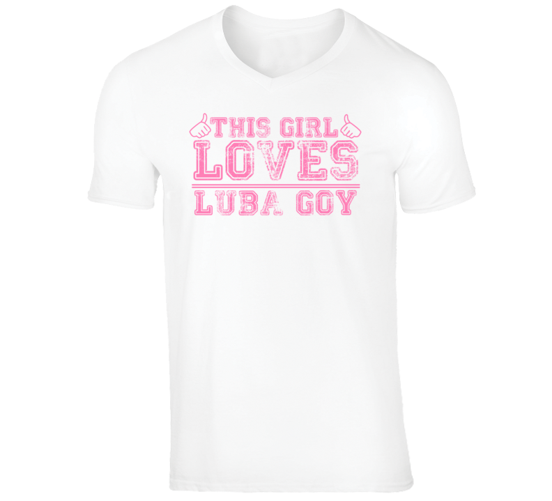 Luba Goy Funny Comedian Comedy This Girl Loves Pink V-Neck T shirt Luba Goy Funny Comedian Comedy This Girl Loves Pink V-Neck T shirt