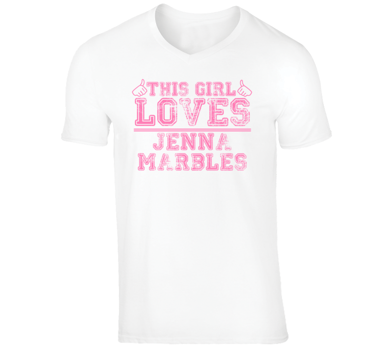 Jenna Marbles Funny Comedian Comedy This Girl Loves Pink V-Neck T shir