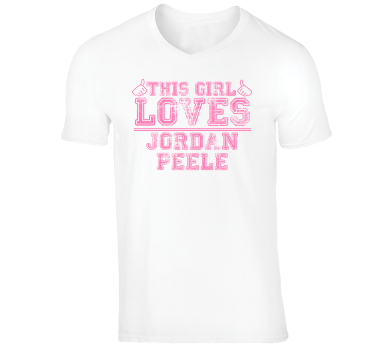 Jordan Peele Funny Comedian Comedy This Girl Loves Pink V-Neck T shirt Jordan Peele Funny Comedian Comedy This Girl Loves Pink V-Neck T shirt