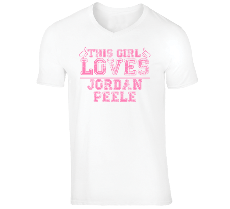 Jordan Peele Funny Comedian Comedy This Girl Loves Pink V-Neck T shirt