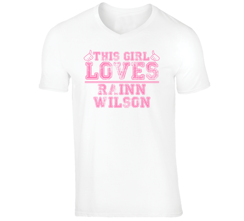 Rainn Wilson Funny Comedian Comedy This Girl Loves Pink V-Neck T shirt