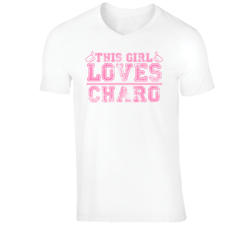Charo Funny Comedian Comedy This Girl Loves Pink V-Neck T shirt Charo Funny Comedian Comedy This Girl Loves Pink V-Neck T shirt