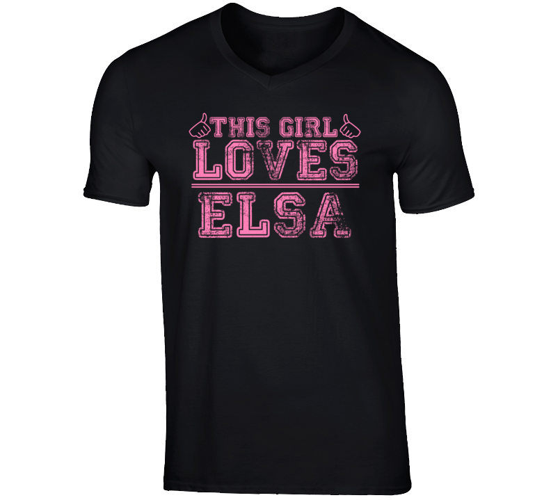 This Girl Loves Elsa Frozen Cartoon Character T Shirt This Girl Loves Elsa Frozen Cartoon Character T Shirt