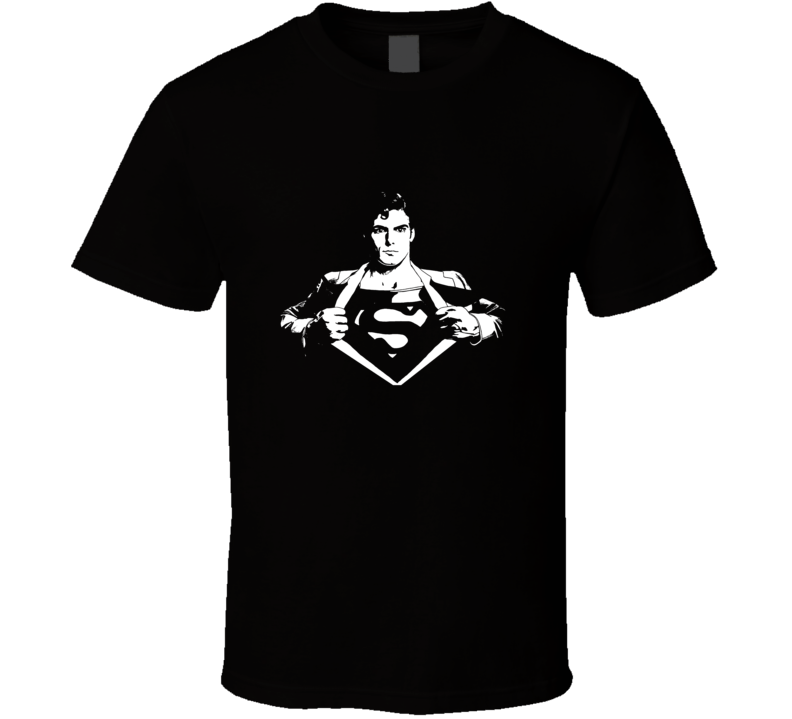 Superman Reeves Movie Comic Books White Stencil T Shirt Superman Reeves Movie Comic Books White Stencil T Shirt
