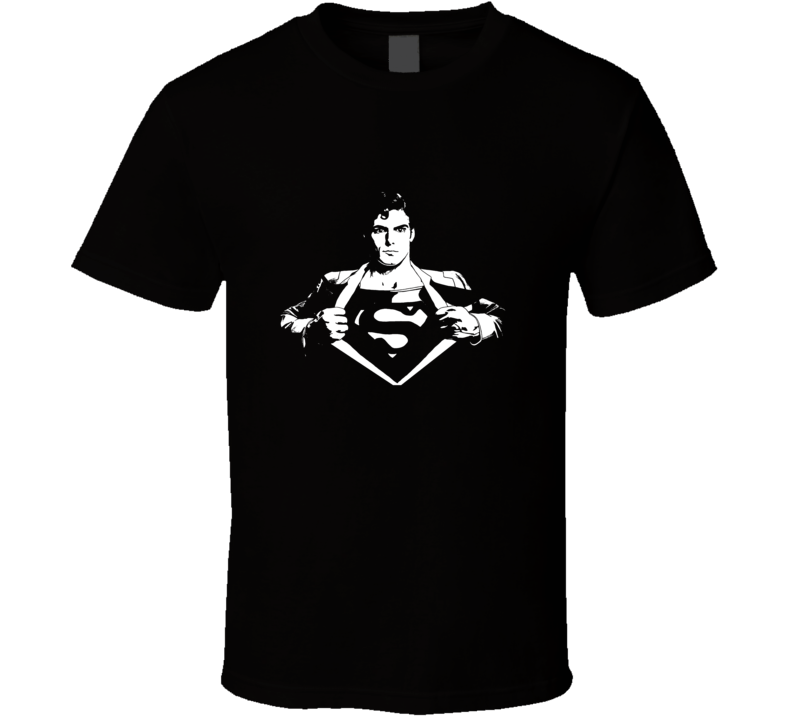 Superman Reeves Movie Comic Books White Stencil T Shirt