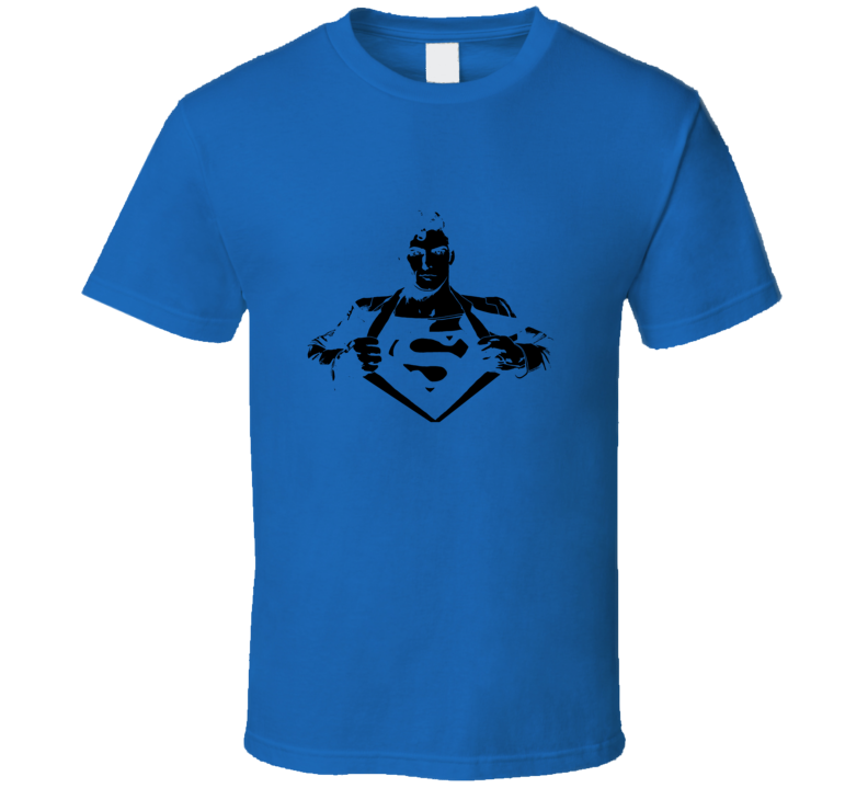 Superman Reeves Movie Comic Books Black Stencil T Shirt