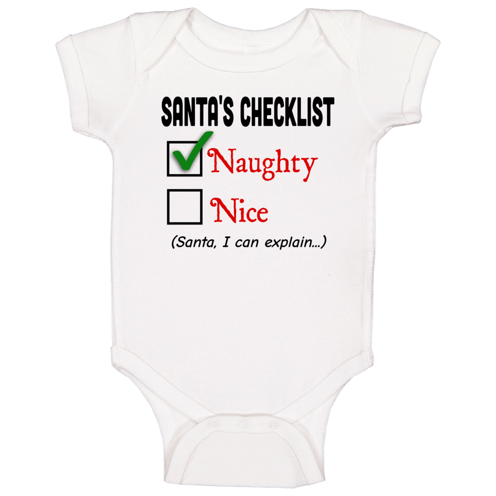 Santa's Checklist Naughty Nice I Can Explain Baby One Piece Funny Christmas Xmas Gift Baby One Piece Santa's Checklist Naughty Nice I Can Explain Baby One Piece Funny Christmas Xmas Gift Baby One Piece