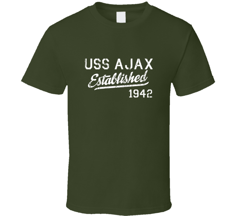 USS Ajax Established 1942 US Navy Grunge T Shirt