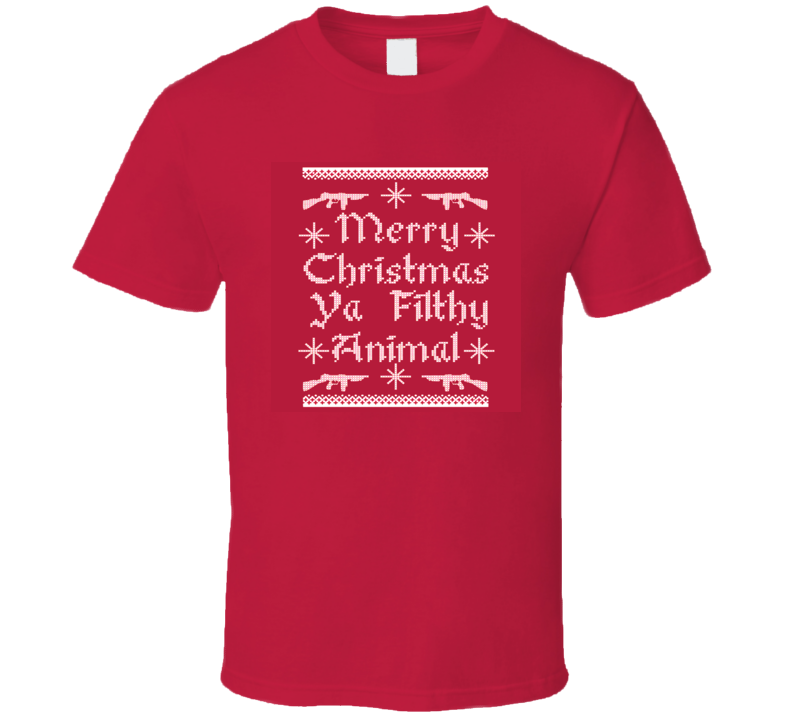 Ya Filthy Animal Christmas Ugly sweater design t-shirt