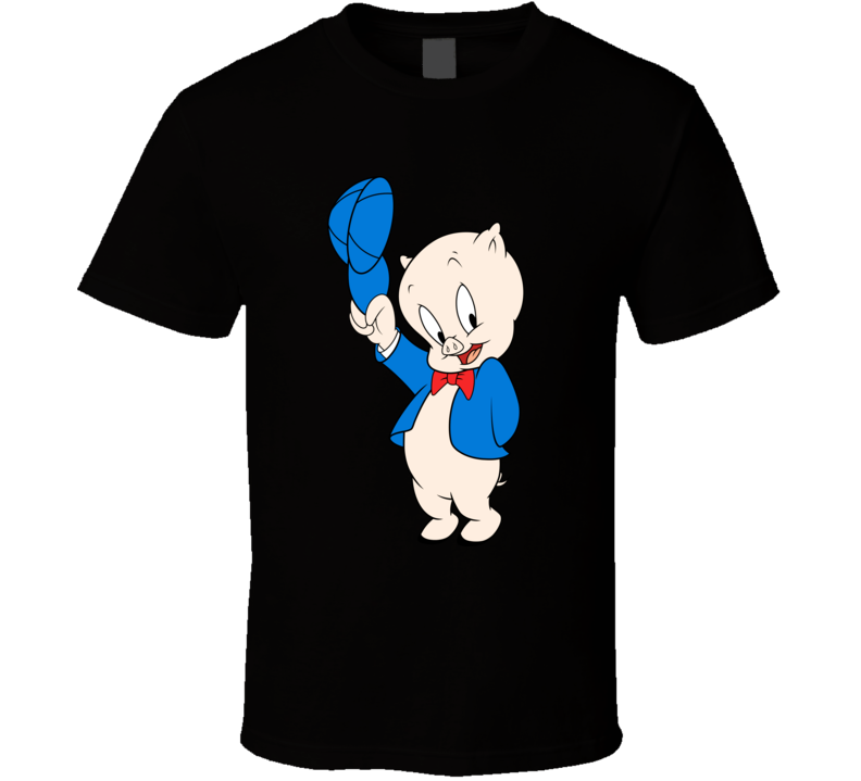 Porky Pig Retro Cartoon Character Worn Look Gift T Shirt