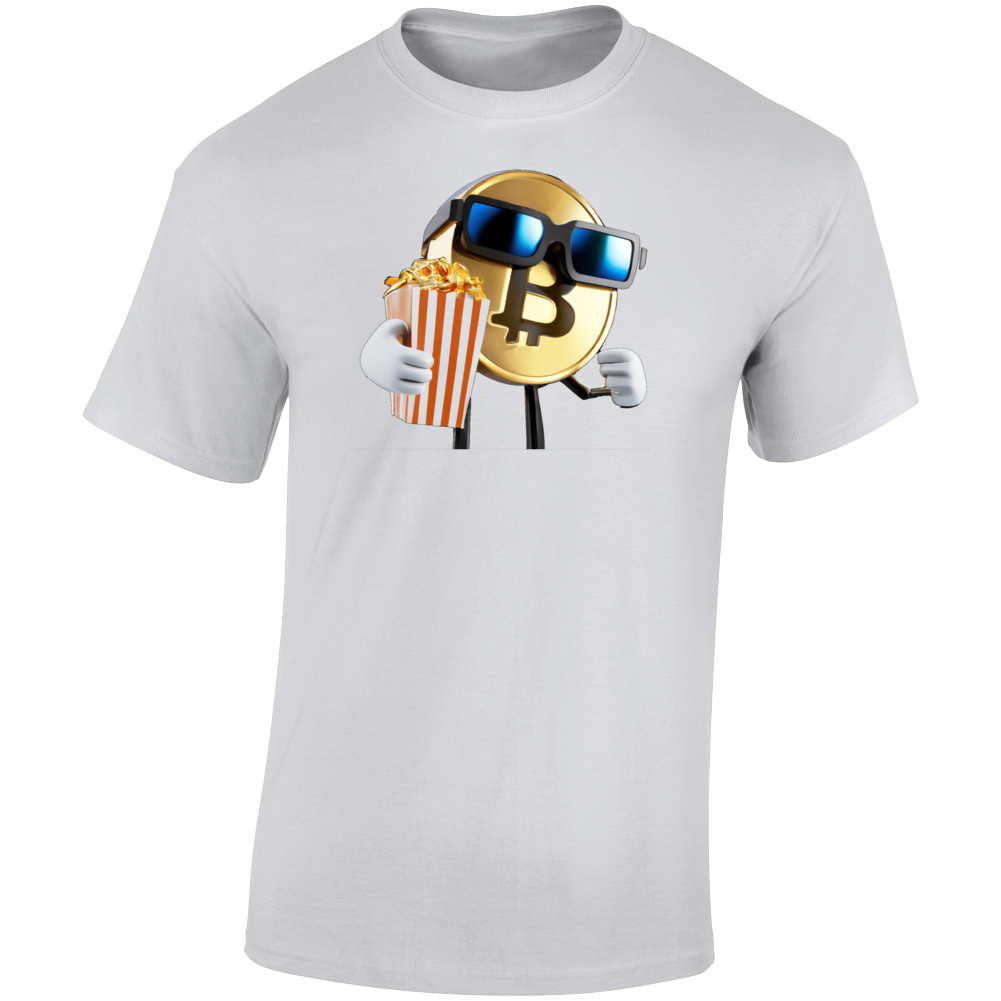 Cute Bitcoin Wearing Sun Glasses Eating Pop Corn T Shirt