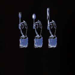 Hands With Cutleries Spoon Fork And Knife Vintage Stylized Drawing Vector In A T Shirt 37572121