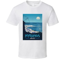 Mykonos Greece Classic Vintage Travel Poster Tshirt 23881448