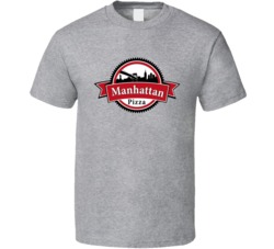 Manhattan Pizza Cool Pizzeria Restaurant Brand Logo T Shirt 25339177