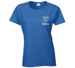 Happy Chanukah Hanukkah Jewish Festival Tradition Menorah Eight Candles Custom Text Personalizedsmall Chest Logo Ladies T Shirt 37158077
