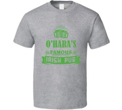 O'hara's Famous Irish Pub Bar Logo Personalized Last Name Surname St Patrick's Day T Shirt 37447458
