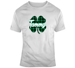 Custom Tammy Green Plaid Four Leaf Cover St Patrick's Day T Shirt 37451197