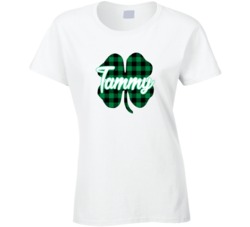 Custom Tammy Four Leaf Clover Plaid St. Patrick's Day Ladies T Shirt 37451200