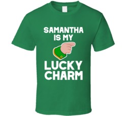 Custom Name Is My Lucky Charm Leprechaun Hand Matching Couples Mens St. Patrick's Day -classic T Shirt 37451922