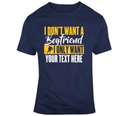 I Don't Want A Boyfriend I Only Want Hockey Navy Yellow T Shirt 37537228