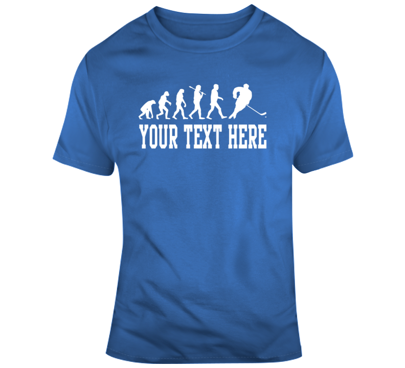 Evolution Of Hockey Player Blue White T Shirt Evolution Of Hockey Player Blue White T Shirt