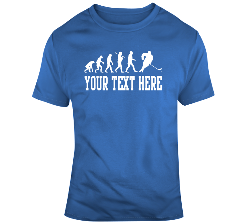 Evolution Of Hockey Player Blue White T Shirt