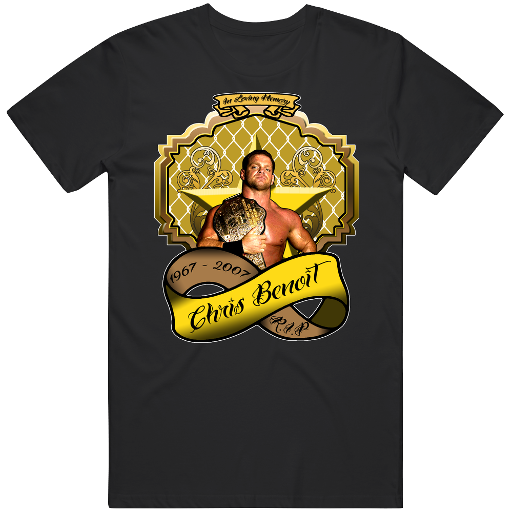 Chris Benoit Wrestling Tribute Mens Size Large Black T Shirt