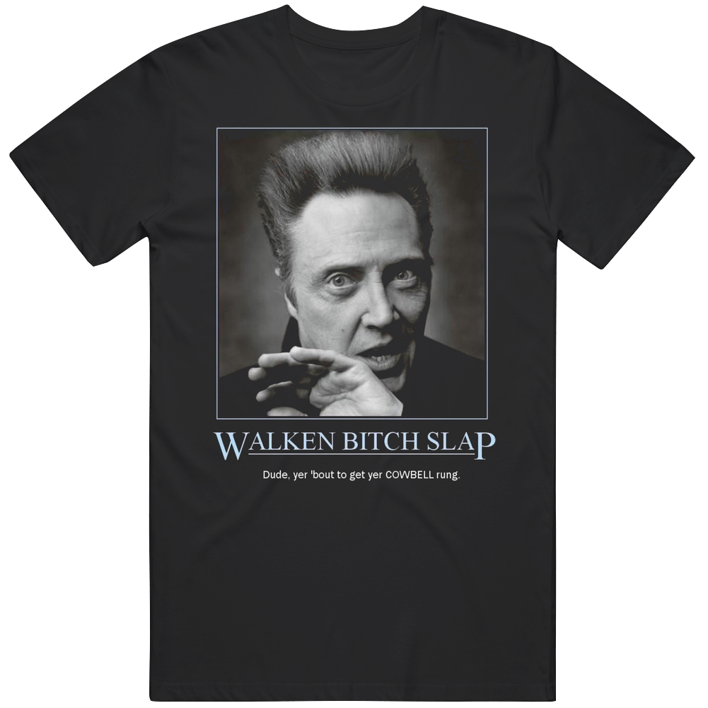 Christopher Walken Bitch Slap Funny Mens Size Large Black T Shirt