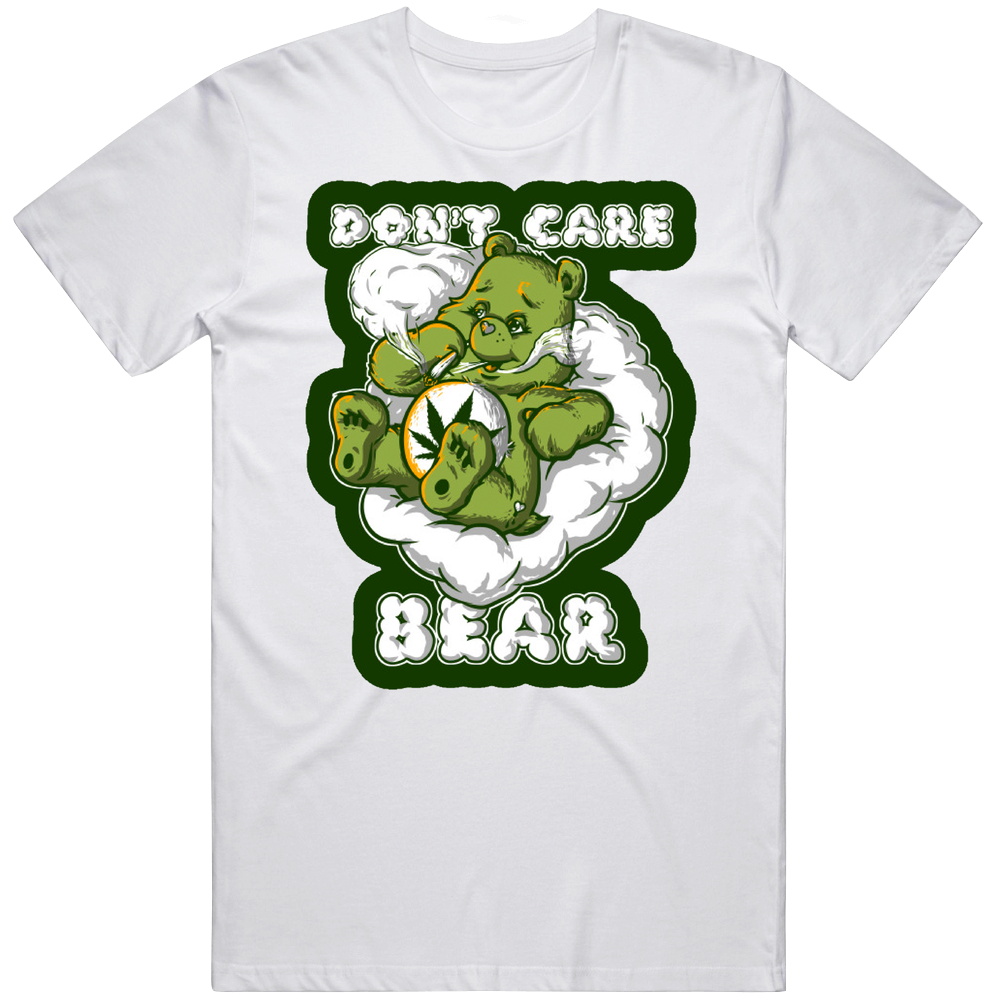 Don't Care Bear Funny Weed Smoking Mens Size Large White  T Shirt