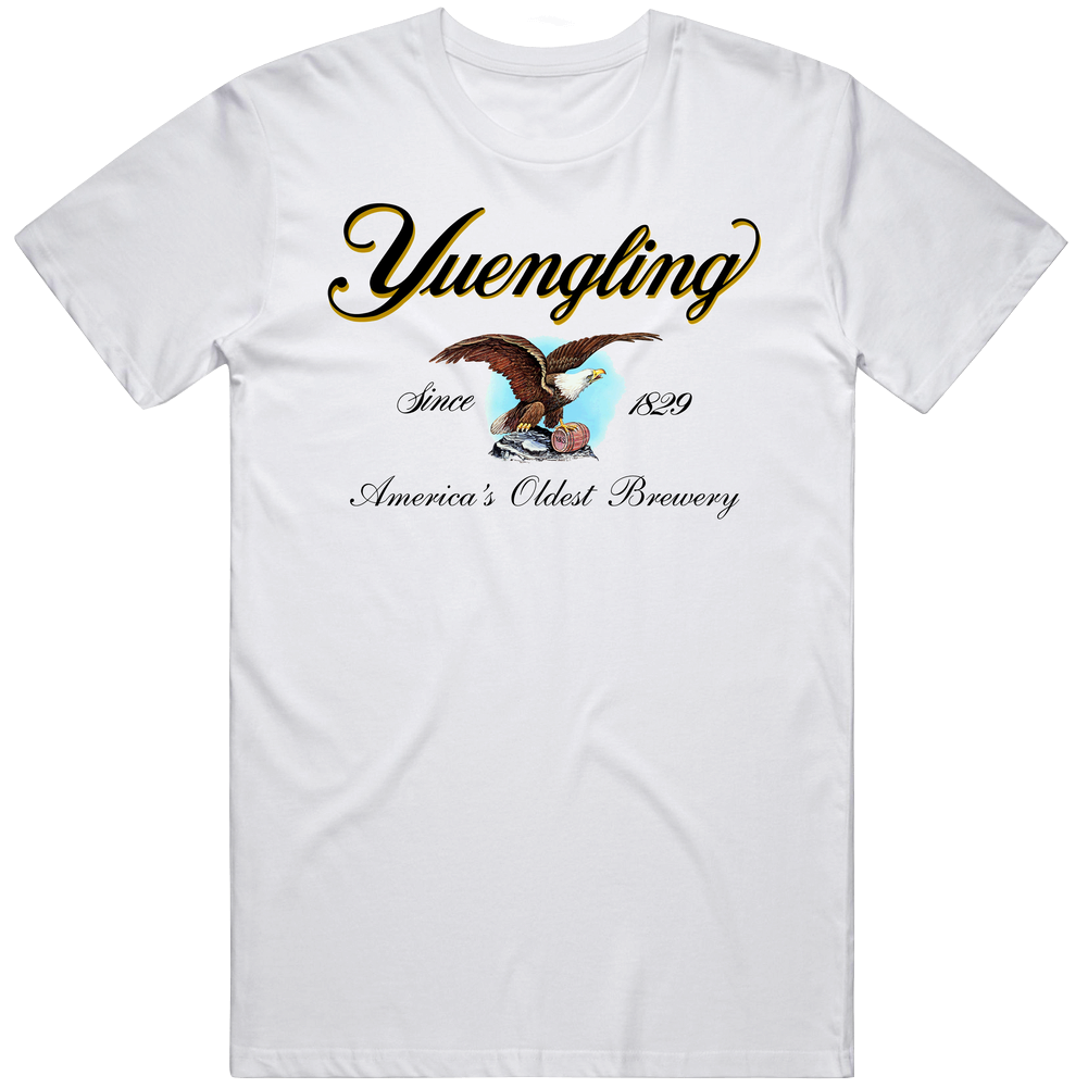 Yuengling Brewery Cool Eagle Beer Logo Mens Size Large White  T Shirt