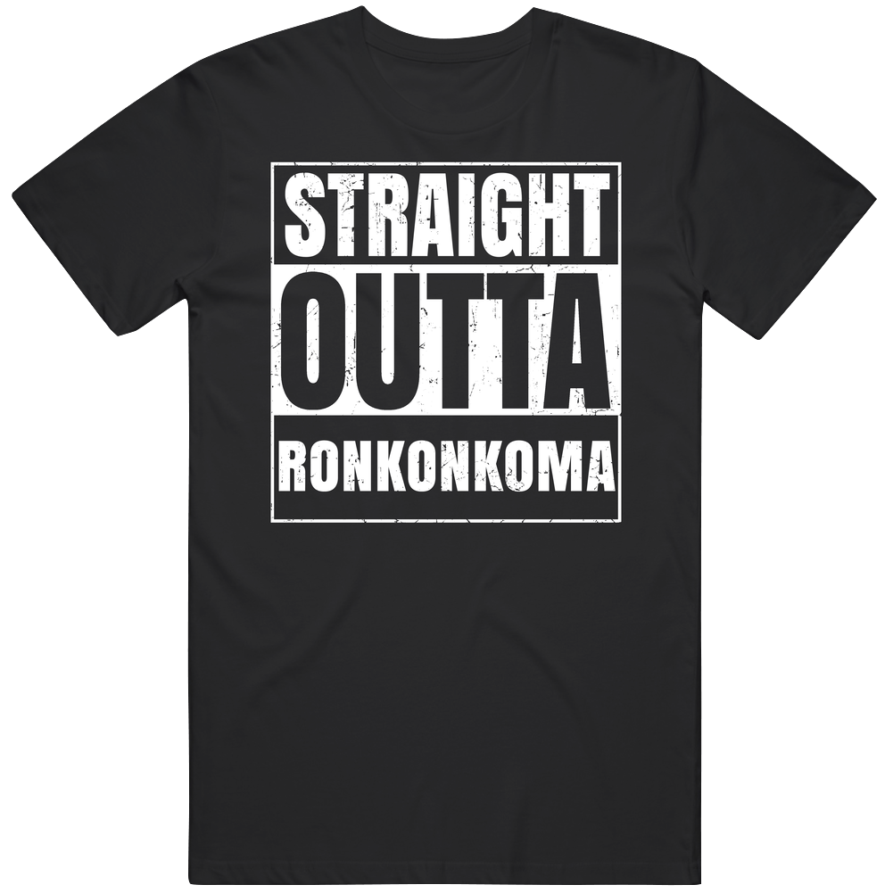 Straight Outta Ronkonkoma New York City Compton Parody Grunge Black Mens Size Large T Shirt