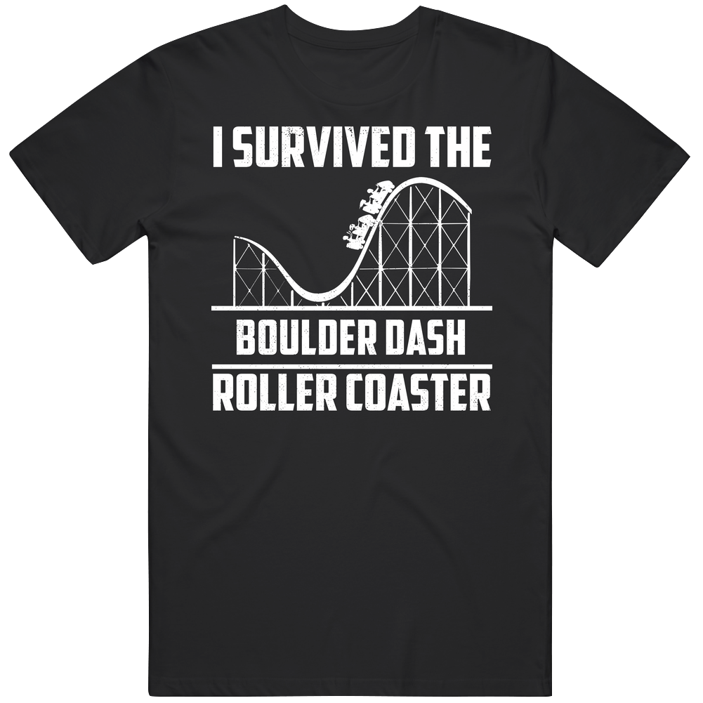 I Survived The Boulder Dash Roller Coaster Fan Black Mens Size Large T Shirt